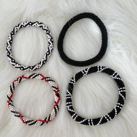 HAND CRAFTED in Nepal Beaded Bracelets (set of 4) #623 - Picture 3 of 4